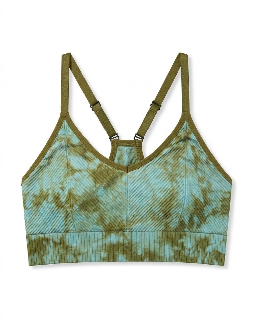 NWOT PINK Victoria's Secret Active Olive & Light Blue Tie-Dye Ribbed Bralette